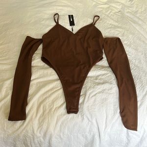 Model Behavior Bodysuit—Mocha, Size Large